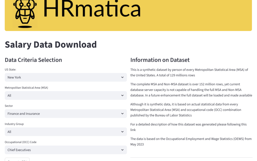 HRMatica app for salary information on US labor force